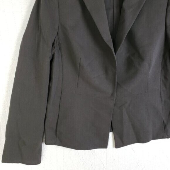 AKRIS 100% Wool Blazer Dark Gray Snap Button Jacket size 10 Career Minimalist - Picture 6 of 16